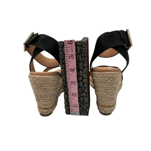 LOFT Black Wedge Espadrille Platform Ankle Strap Sandals Size 7 Women's - Picture 8 of 10